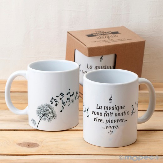 Taza cerámica la musique vous fait sentir... en caja regalo