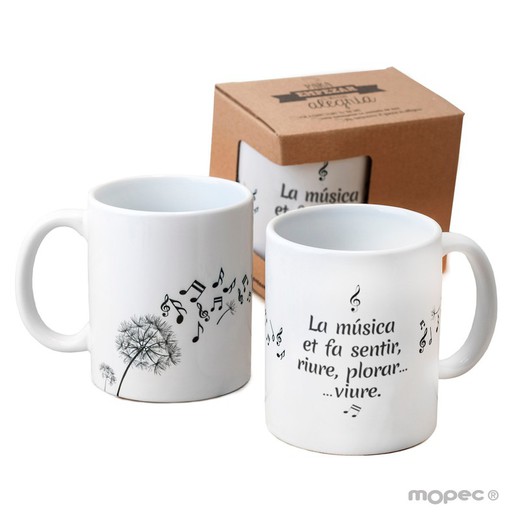 Taza cerámica música en el aire CAT con caja regalo