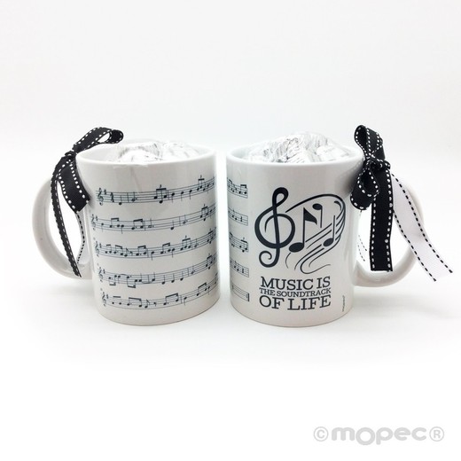 Taza cerámica musical score en caja regalo 6bombones