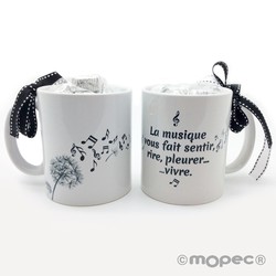 Taza cerámica musique vous fait... en caja regalo 6bombones