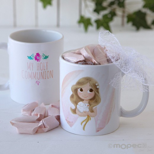 Taza cerámica My Holy Communion girl caja regalo, 7caramelos