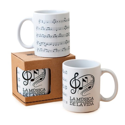 Taza cerámica Partitura musical en caja regalo