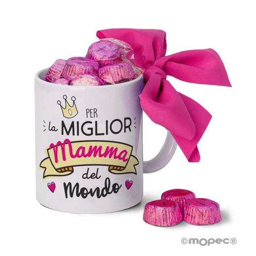 Taza cerámica Per la miglior Mamma en caja regalo 6 bombones