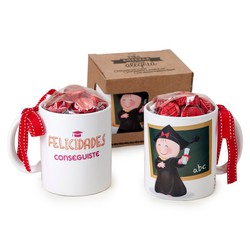 Taza cerámica Pita Felicidades Conseguiste con 6bombones