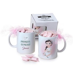 Taza Comunió nena romàntica, 7caramelos en caja regalo