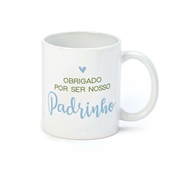 Taza de cerámica "Obrigado Padrinho" en caja regalo