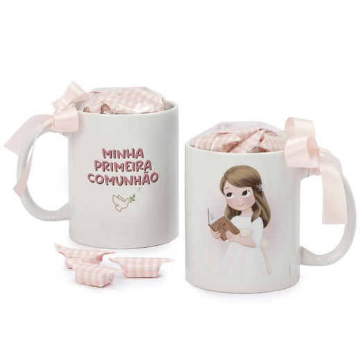 Taza Primeira Comunhão niña Biblia 7 caramelos caja regalo