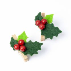 Adorno acebo con pinza, min.12