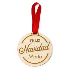 Adorno madera personalizado Feliz Navidad 9cm