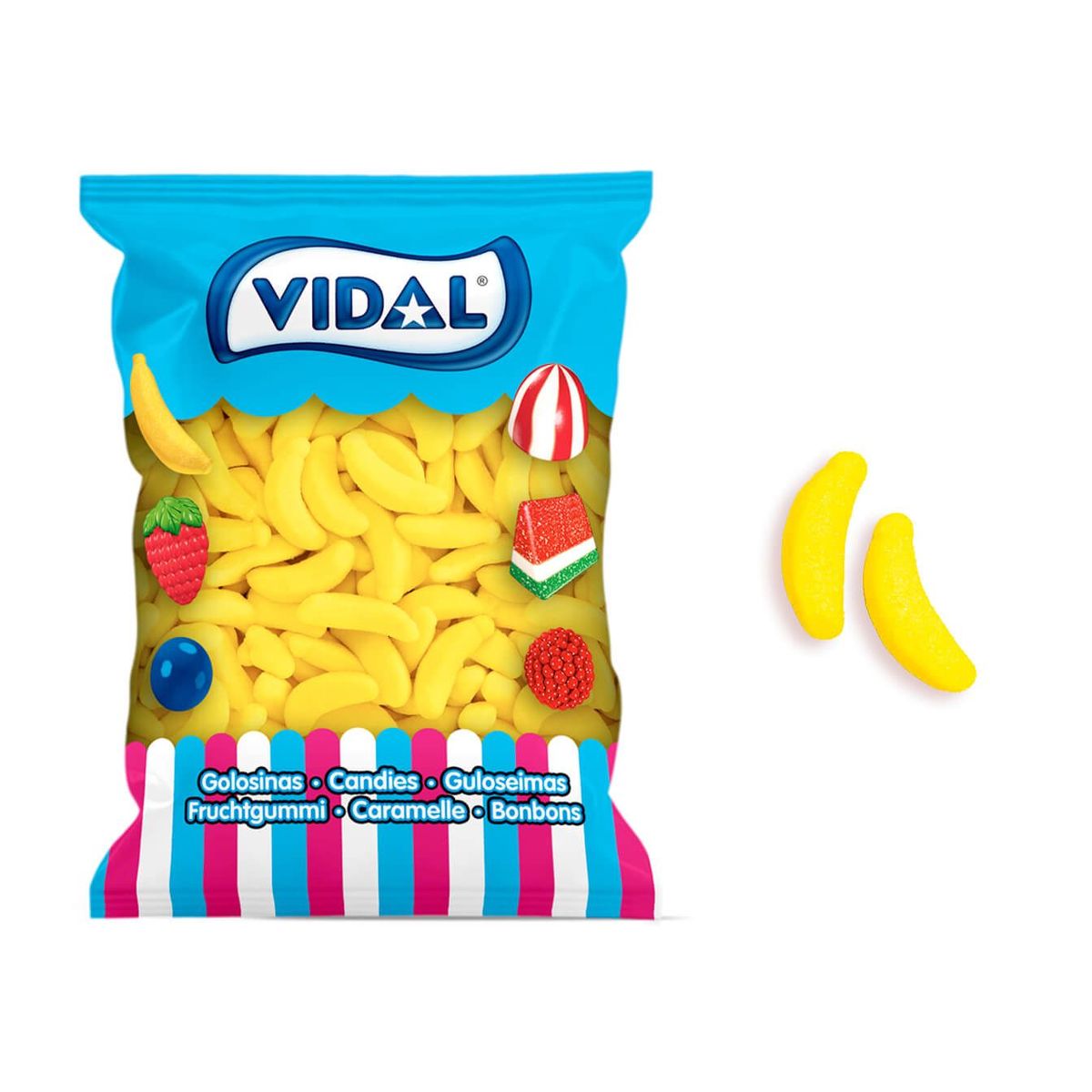 Bananas Azúcar bolsa de Vidal. Golosinas plátanos de Vidal 1.5 kg