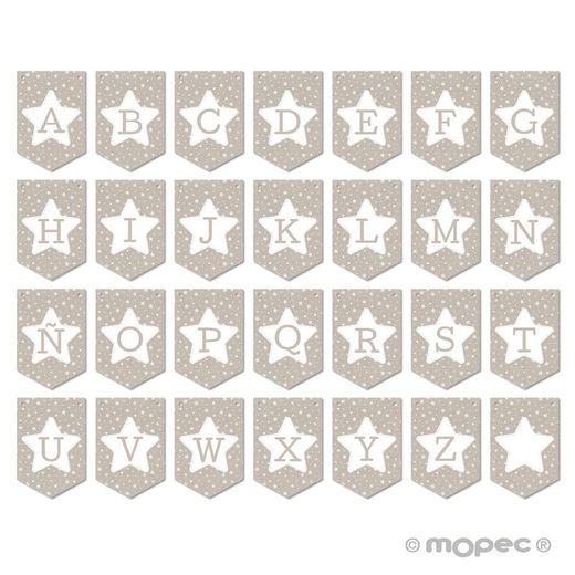 Banderola beige con estrella para guirnalda 14,6x21,7cm
