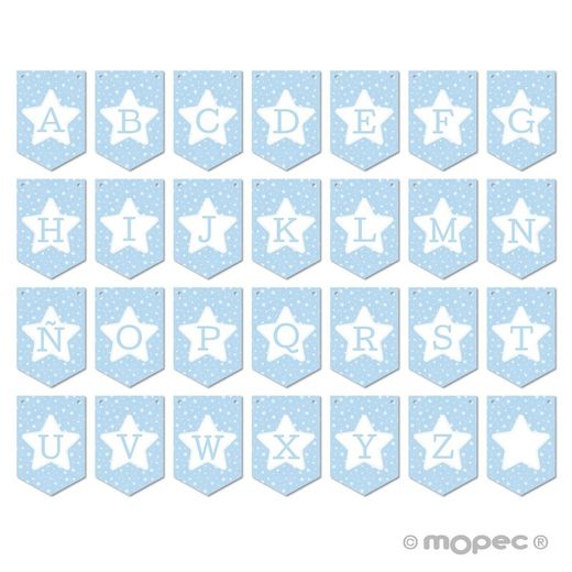 Banderola D azul con estrella para guirnalda 14,6x21,7cm