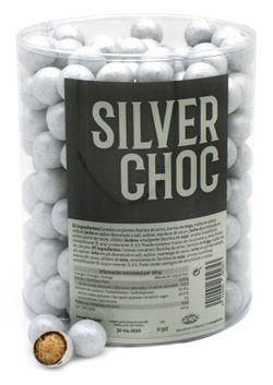 Bolas crujientes de chocolate con leche plateadas
