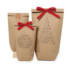 Bolsa Kraft Merry Christmas dibujos 12x22,5cm. min.24
