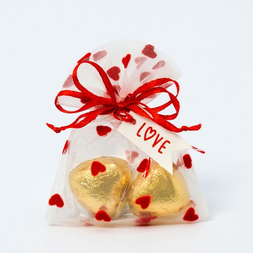 Bolsa organza corazones tarjeta Love 2 cora-choc