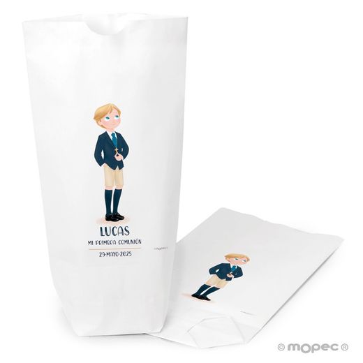 Bolsa papel blanco Comunión niño pantalón corto, min.25