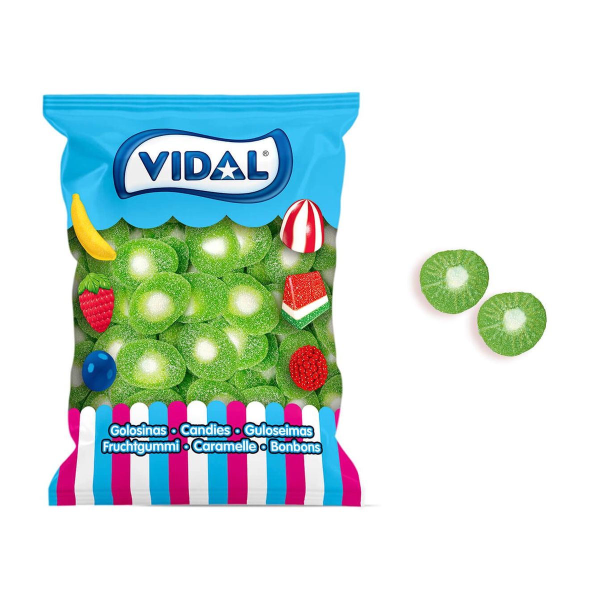 Golosinas Rodajas de Kiwi con pica (250 unidades) de Vidal 125 unidades