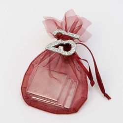 Bolsita granate 25 Aniversario 3 napolitanas 6x10x2cm.*