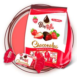 Bon Roll Choconolas Fresa. Caramelo de goma cubierto con chocolate sabor a fresa (1kg)