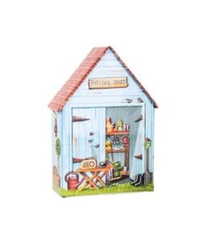 Caja Bombones Lata Casa Jardín azul 150Gr Chocoday