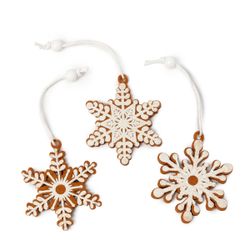 Caja de 12 colgantes de fieltro copo de nieve 3 surtido