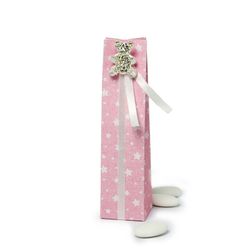 Caja estrellas rosa broche osito strass 3 peladillas choc