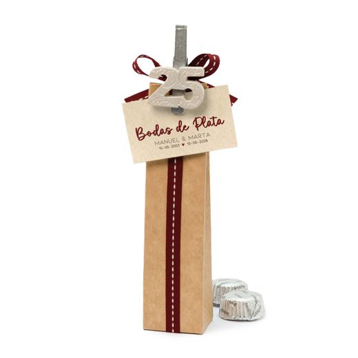 Caja kraft 2bombones con pinza 25 Aniversario *