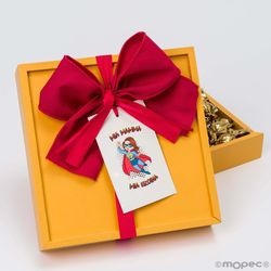 Caja madera amarilla 30 crokichocs Súper Mamá