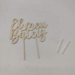 Cake topper madera El Meu Bateig 16x17x0,5cm.