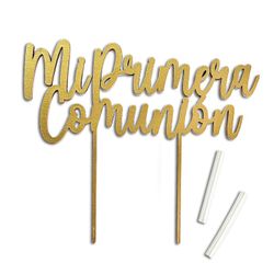 Cake topper madera Mi Primera Comunión 18x16x0,5cm.