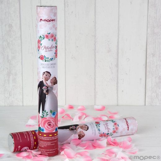 Cañón confeti pétalos rosa Pop&Fun caricia 38cm
