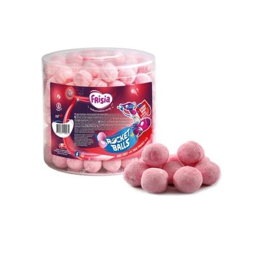 Caramelo masticable de fresa con pica pica. Rocket Balls Bolas Acidas Fresa FRISIA de CFV