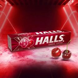 Caramelos Halls Cereza Sin Azúcar – Paquete de 32g (20 Unidades) – Refrescante Sabor Cítrico, Ideal para Aliviar la Garganta y Refrescar el Aliento