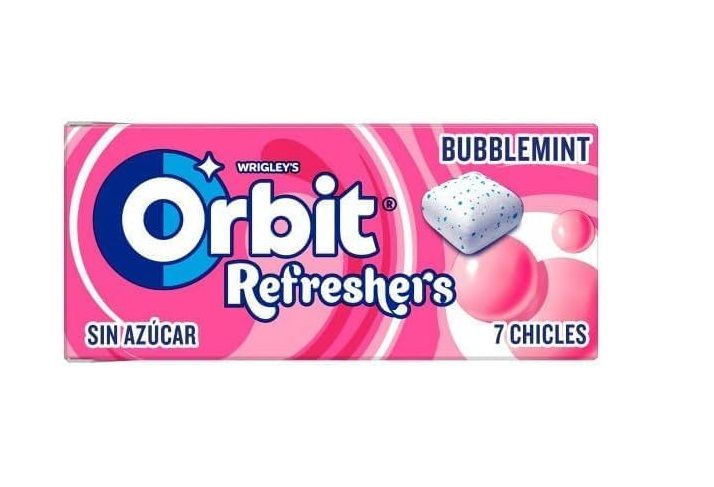Chicles Orbit Refreshers Bubblemint (16 cajitas de 7 chicles) Sin Azúcar 16 unidades