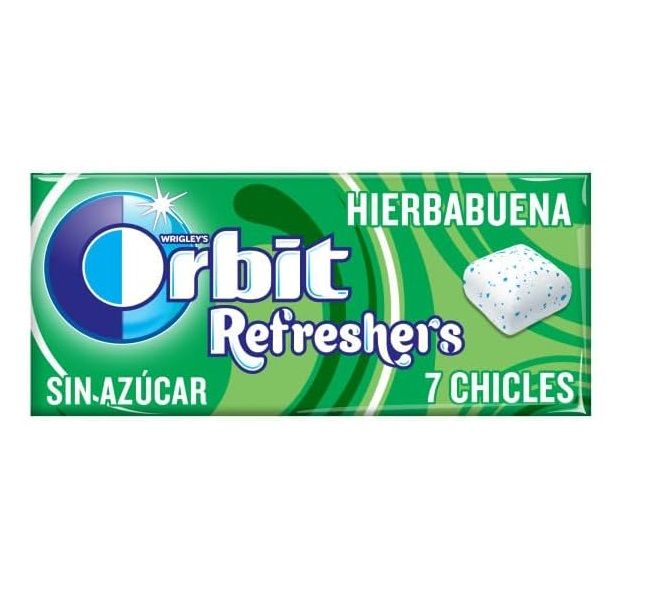 Chicles Orbit Refreshers Hierbabuena (16 cajitas de 7 chicles) Sin Azúcar 16 unidades