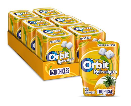 Goma de mascar sem açúcar Orbit Refreshers Tropical 30