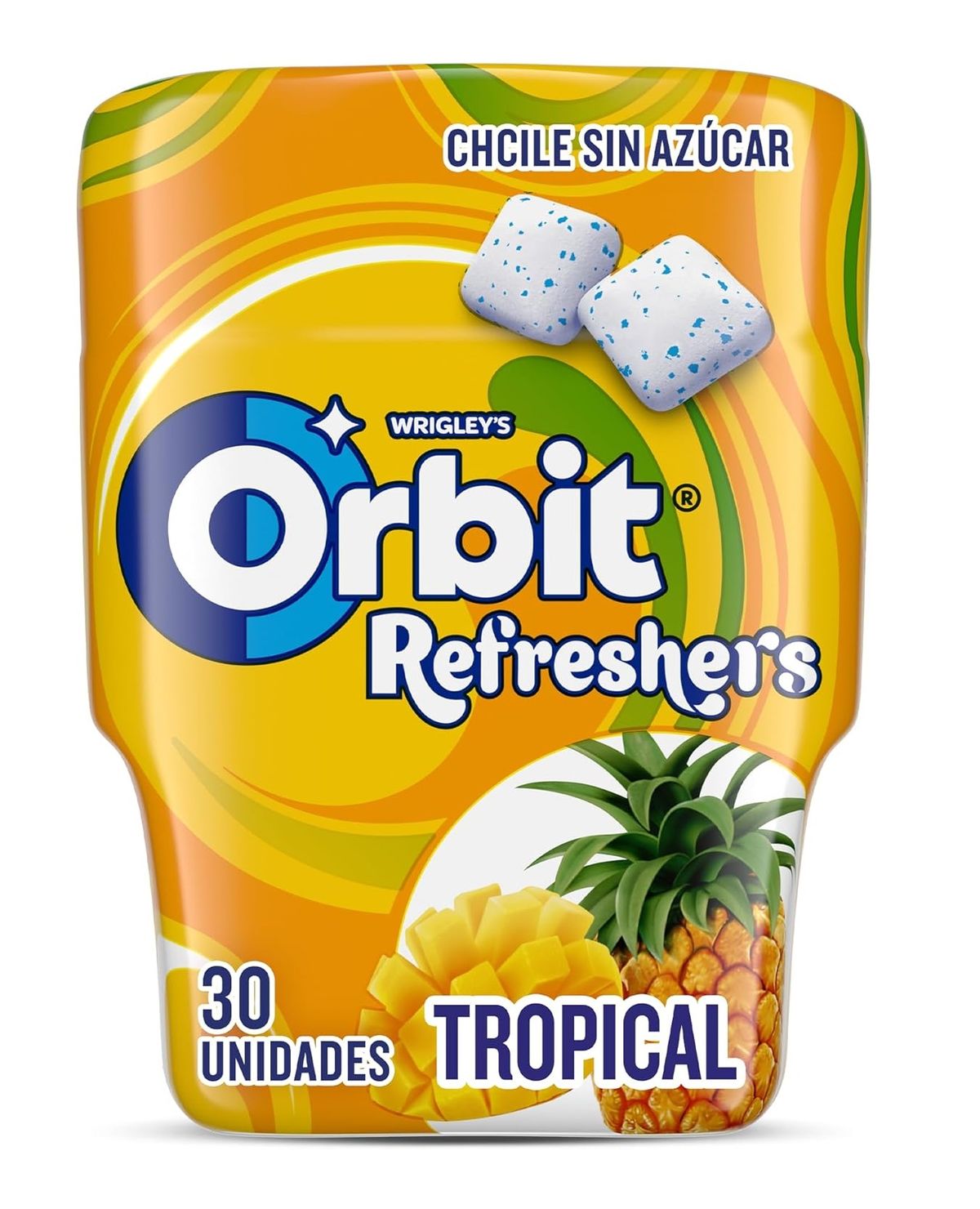Chicles Orbit Refreshers Tropical 30 chicles Sin Azúcar 3 unidades