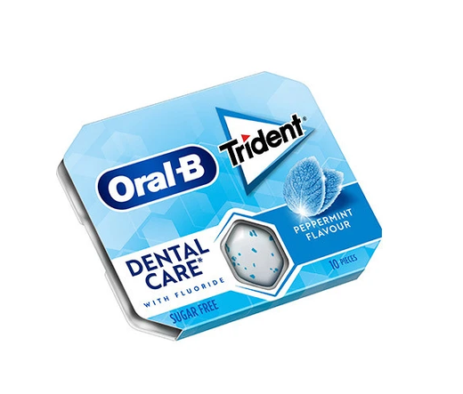 Chicles Trident Oral B White menta (12 paquetes de 10 chicles).Chicle Sin Azúcar Menta