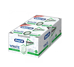 Gomma da masticare Oral B White Trident Spearmint, 10 gomme da masticare per confezione. Gomma alla menta piperita senza zucchero