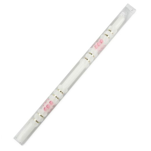 Cirio bautismal pinzado rosa en caja pvc, 48x1,7cm