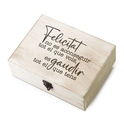Cofre madera mensaje Felicidad 23x17 cm.