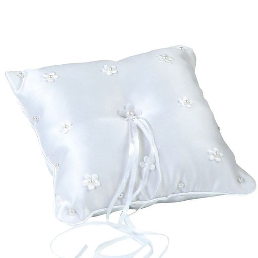 Cojín alianzas flores con perlitas blanco 20x20cm de Mopec
