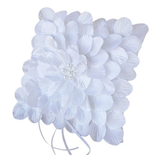 Cojín alianzas blanco pétalos blancos y perlitas 20x20cm de Mopec
