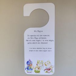 Colgador de puerta mensaje en catalán Reyes Magos