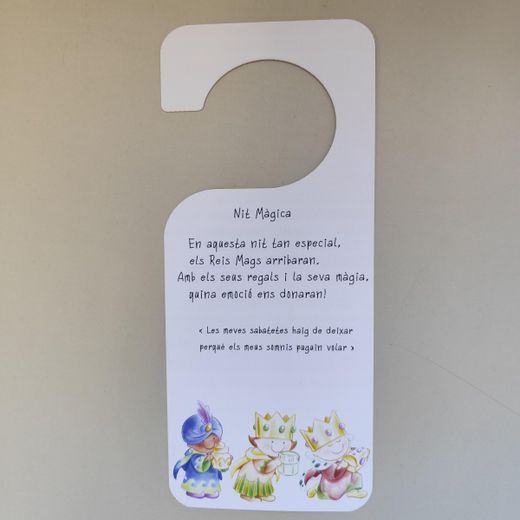 Colgador de puerta mensaje en catalán Reyes Magos