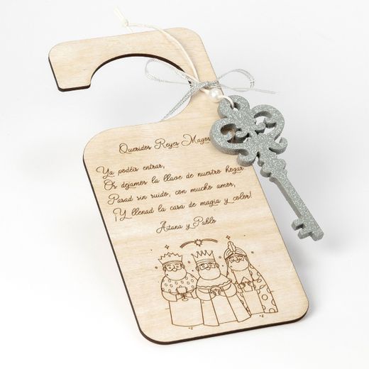 Colgador puerta mensaje Reyes Magos personalizado