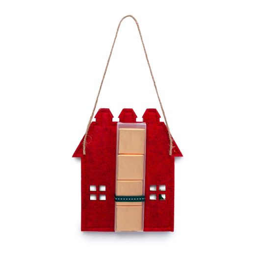 Colgante Casa Merry Christmas fieltro lamé dorado 4nap.