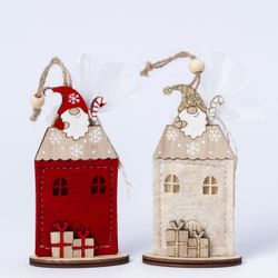 Colgante casita Papa Noel tejado rojo/beige 1 choc ,min.8