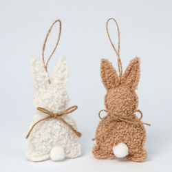 Colgante conejitos marfil y beige 7x3x12cm. min.6