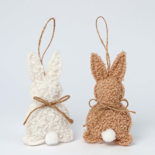 Colgante conejitos marfil y beige 7x3x12cm. min.6